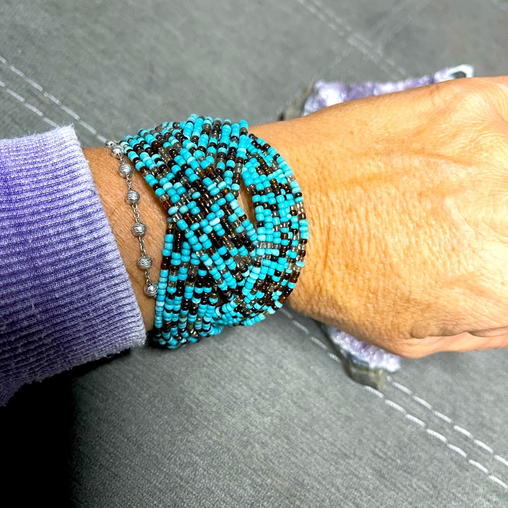 Seeded turquoise cuff
